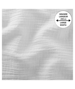 Tissu coton double gaze gaufré grande largeur 280 cm de 280 cm de largeur 0001 Blanc vendu par 50 cm
