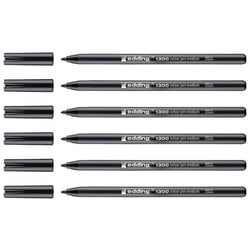 Lot de 6 feutres de coloriage pointe moyenne - EDDING - Noir - 1300 - 2 mm