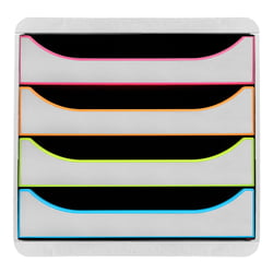 Module de classement Big Box 4 tiroirs Black Office - Blanc/arlequin - Exacompta