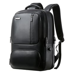 Sac à Dos Ordinateur Cuir Haut de Gamme Anti-Vol Imperméable Grande Capacité Noir YONIS