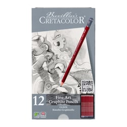 Crayons graphite - 12 pièces 9B/8B/7B/6B/5B/4B/3B/2B/B/HB/F/2H - Boîte métal - Cretacolor Cleos
