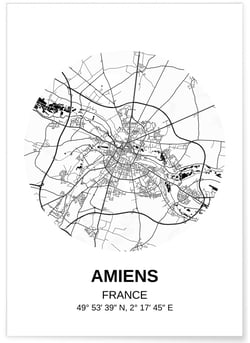 Affiche Carte Amiens | A3 : 29,7x42cm