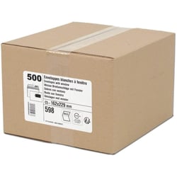 Enveloppes - Blanche - C5 - 162x229mm - Avec fenêtre - Autocollante - Carton de 500 - GPV