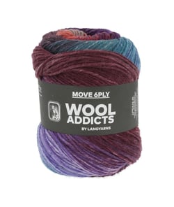 Pelote de laine MOVE 6 fils – 100 gr - Wool Addict - Spécial chaussettes - Ultra-résistante & respirante 0007 Multicolore