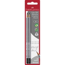 Crayon graphite - FABER-CASTELL - Grip 2001 - Avec gomme - Lot de 2
