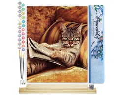 Peinture par Numéro Figured'Art - Chat Connaisseur - Kit de Loisir Créatif DIY Numéro d'Art Complet - 40x50cm toile roulée + châssis en bois à monter