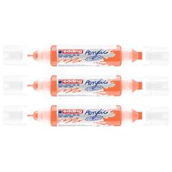 Lot de 3 marqueurs peinture acrylique 3D double pointe - EDDING - Orange fluorescent - 2-3 mm, 5-10 mm
