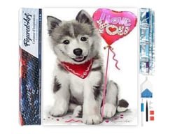 Diamond Painting Broderie Diamant Figured’Art 40x50cm toile entière roulée avec diamants carrés - Chien I Love You