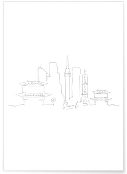 Affiche Line Art Séoul | A3 : 29,7x42cm