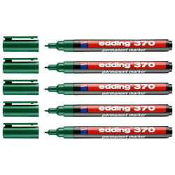 Lot de 5 marqueurs permanents - EDDING - Pointe fine 1 mm - Vert