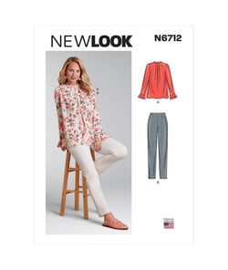 Patron New Look 6712 - Ensemble Femme Top encolure plissée et Pantalon ajusté du 34 au 46 taille n°FR 34-46