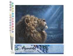 Peinture par Numéro Figured'Art - Lion dans la pénombre - Kit de Loisir Créatif DIY Numéro d'Art Complet - 40x50cm sans châssis en bois
