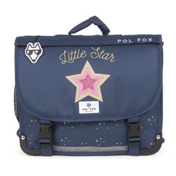 Cartable scolaire 41 cm - POL FOX Star Blue - Bleu marine - Fille, réversible, 2 compartiments, motif étoile