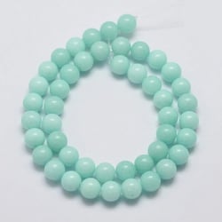Fil de 46 perles ronde naturelle jade Malaisie teintée fabrication bijoux 8 mm BLEU