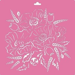 Pochoir plastique souple réutilisable 30 x 30 cm Fabrika Decoru FLEUR 209