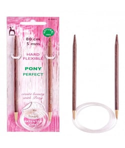 Aiguilles à tricoter circulaires fixes 80 cm Bois Perfect Du N°3 au 10 - Pony taille n°5