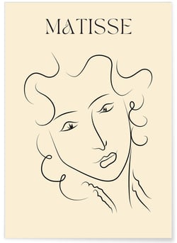 Affiche Matisse 'Femme Abstraite' – Visage en trait continu | A3 : 29,7x42cm
