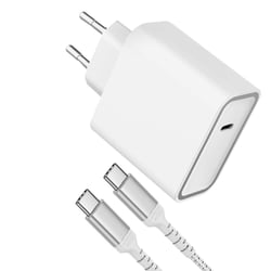 Force Power Chargeur Secteur 65W Power Delivery GaN + Câble Renforcé USB C/USB C Blanc