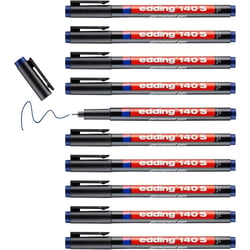 Lot de 10 marqueurs permanents - EDDING - Pointe super fine 0,3 mm - Bleu