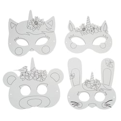 MégaCréa DIY - Masque enfant en carte forte prédessinée licorne 4 pièces