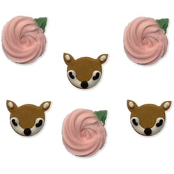 6 Décors en sucre - Cerf et Fleur