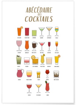 Affiche Abécédaire cocktails | A3 : 29,7x42cm