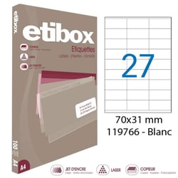 Apli 119766 x5 - Etiquettes blanches format 70 x 31 mm - Carton de 5 boites Réf.119766
