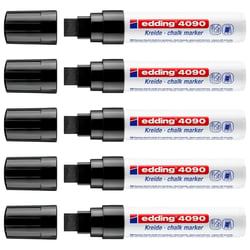 Lot de 5 marqueurs craie liquide - EDDING - Noir - Pointe biseautée 4-15 mm