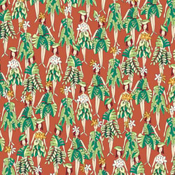 Tissu Coton imprimé Vahinés sur fond Terracotta
