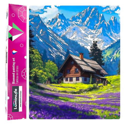 Diamond Painting Broderie Diamant LUMINLIFE 40x50cm, 100% strass, diamants ronds - Montagne et chalet