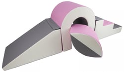 Set de blocs en mousse 4 éléments avec petit pont blanc, rose clair, gris - Velinda