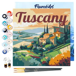 Mini Peinture par Numéro Figured'Art 20x20cm avec cadre Été en Toscane - Petit Format
