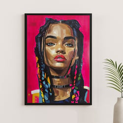 Affiche murale portrait pop art — Portrait Néon — Tableau décoratif — Calbarracin — 70 x 50 cm