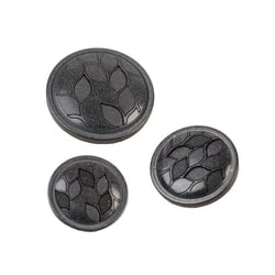 Lot de 3 boutons rond à queue feuilles gris anthracite