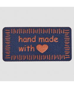 Étiquettes rectangulaires "Handmade" Prym – 40 x 20 mm – En PVC souple – Pour créations textiles faites main 068 bleu foncé
