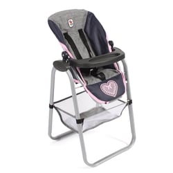 Chaise haute pour poupées, bleu foncé - anthracite - rose