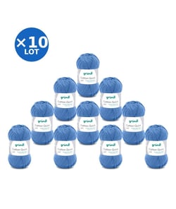 Lot de 10 pelotes COTTON QUICK UNI de Gründl – 500 g de coton mercerisé certifié Oeko-Tex 163 Bleu