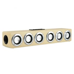 Enceinte Bluetooth Bois Alarme Horloge 12W USB Longue Autonomie Son Puissant Jaune YONIS
