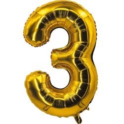 Ballon aluminium - 30 cm - or - chiffre 3