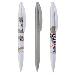 3 stylos à bille - Noir - Pointe fine - Scolaire - Enfant - Chien rigolo - Plastique recyclé