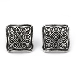 5 BOUTONS Tige Carré METAL ARGENTE 13 mm 1 trou - creation couture diy
