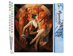 Peinture par Numéro Figured'Art - Femme assise Art Déco - Kit de Loisir Créatif DIY Numéro d'Art Complet - 40x50cm sans châssis en bois