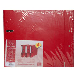 Lot de 3 classeurs à levier - dos de 80mm - format à classer A4 - extérieur en polypropylène / intérieur en papier - Rouge - x 4 - Exacompta