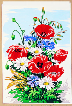 Canevas antique Fleurs des champs 30x40cm