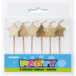 6 Mini Bougies Etoiles Or