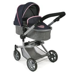 Poussette combinée Mika, gris - bleu foncé