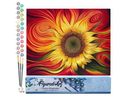 Peinture par Numéro Figured'Art - Tournesol artistique - Kit de Loisir Créatif DIY Numéro d'Art Complet - 40x50cm sans châssis en bois