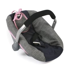 Siège de voiture pour poupées, anthracite - bleu foncé - rose