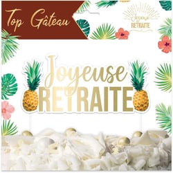 Décoration gâteau - Motif tropical - Joyeuse retraite - 17x13cm - Tropical party