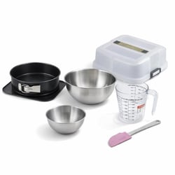 Set pâtisserie moule à charnière rond 23 cm avec couvercle, 2 bols à mixer, verre mesureur et spatule Zenker